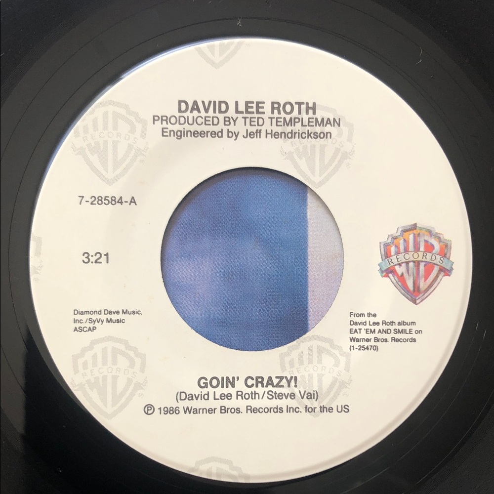 David Lee Roth Goin' Crazy! Vinyl 45 RPM Record '86 - Picture 3 of 6